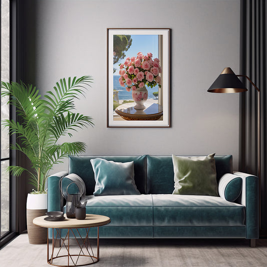 Vase of Rose Flower Art Prints Wall Decor, Flower Wall Art Decor Print Poster