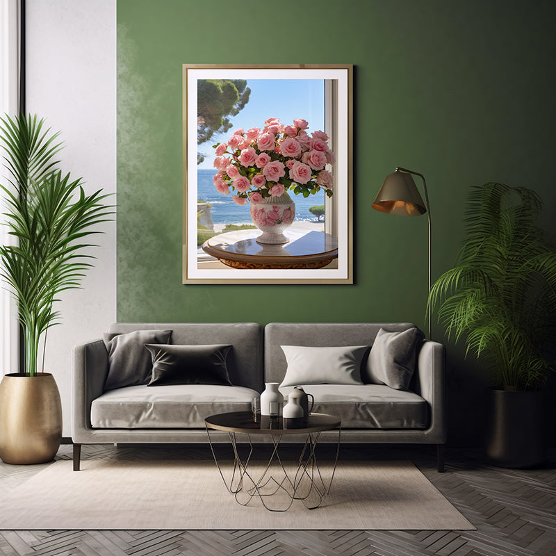 Vase of Rose Flower Art Prints Wall Decor, Flower Wall Art Decor Print Poster