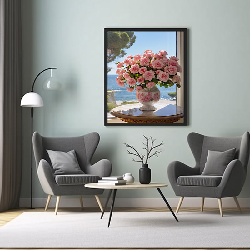 Vase of Rose Flower Art Prints Wall Decor, Flower Wall Art Decor Print Poster