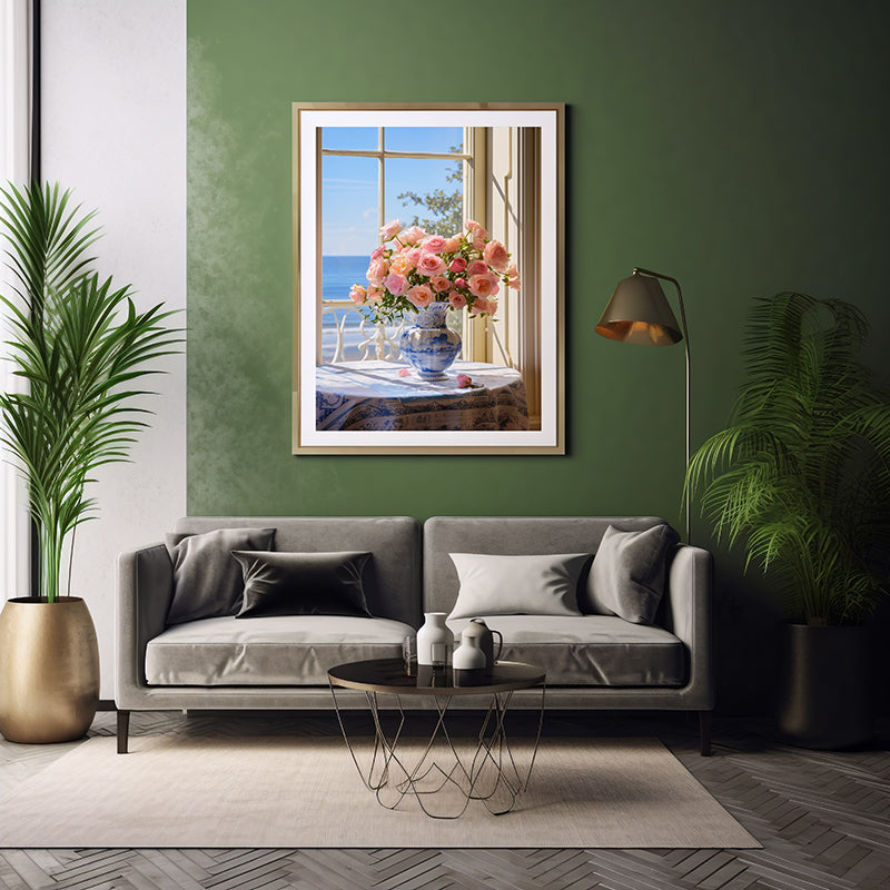Bouquet of Roses Art Roses in a Vase, Flower Wall Art Decor Print Poster