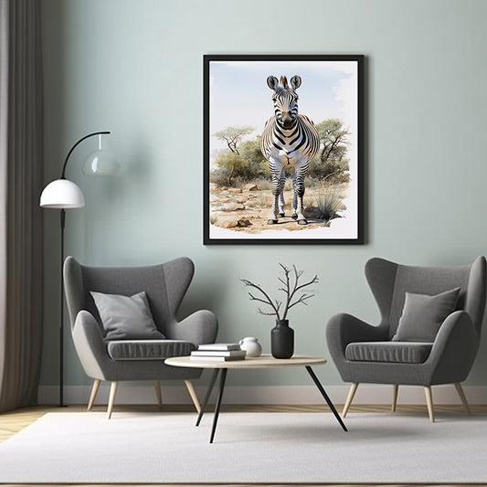 Zebra Elegance: Safari Art Prints, Jungle Art Print,  Wildlife Art Poster