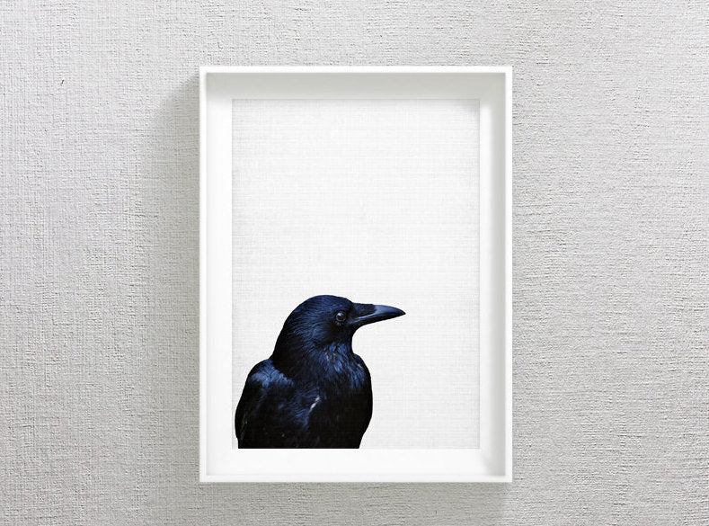 Raven Print, Indigo Printables, Indigo Print Art, Raven Poster, Home Decor Animal