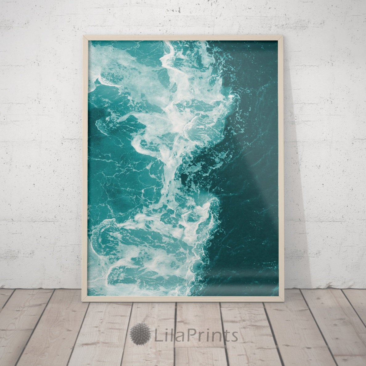 Teal Blue Water Beach Decor, Ocean Wave Art Print, Printable Art, Home Decor