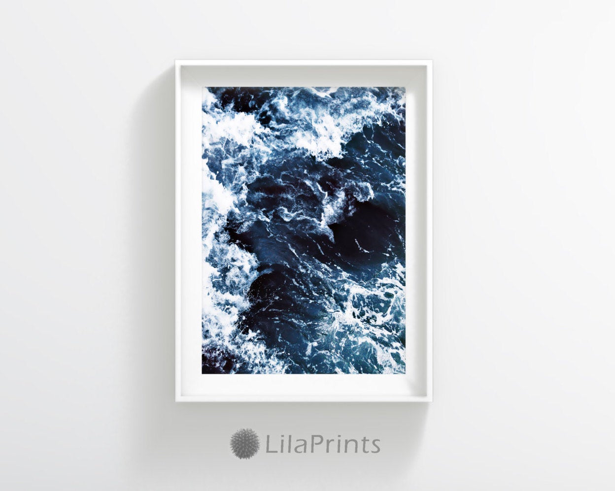 Ocean Photography, Dark Blue Wall Art, Sea Waves Printable, Home Decor Print