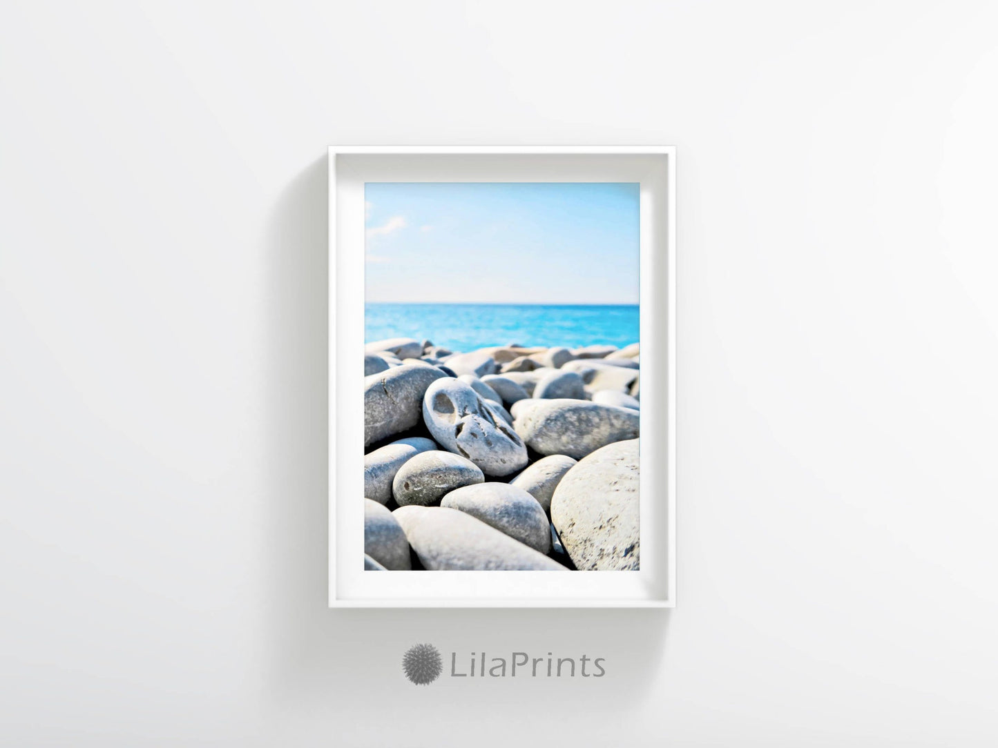 Lilac Stone Art, Pebble Art, Teal Ocean Photography, Stone Wall Art, Home Decor