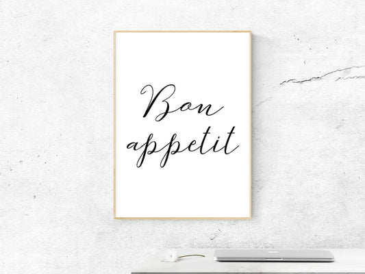 Minimalist Kitchen Decor Bon Appetit,Kitchen Printable Wall Art, Decor Print