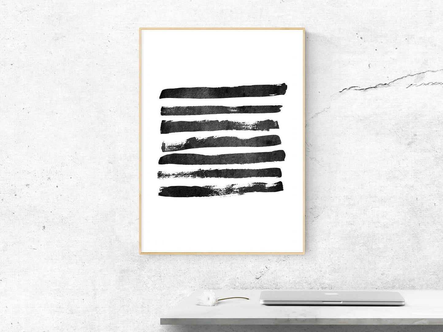 Black and White Geometric Line Art Abstract Digital Print, Room Wall Art Decor