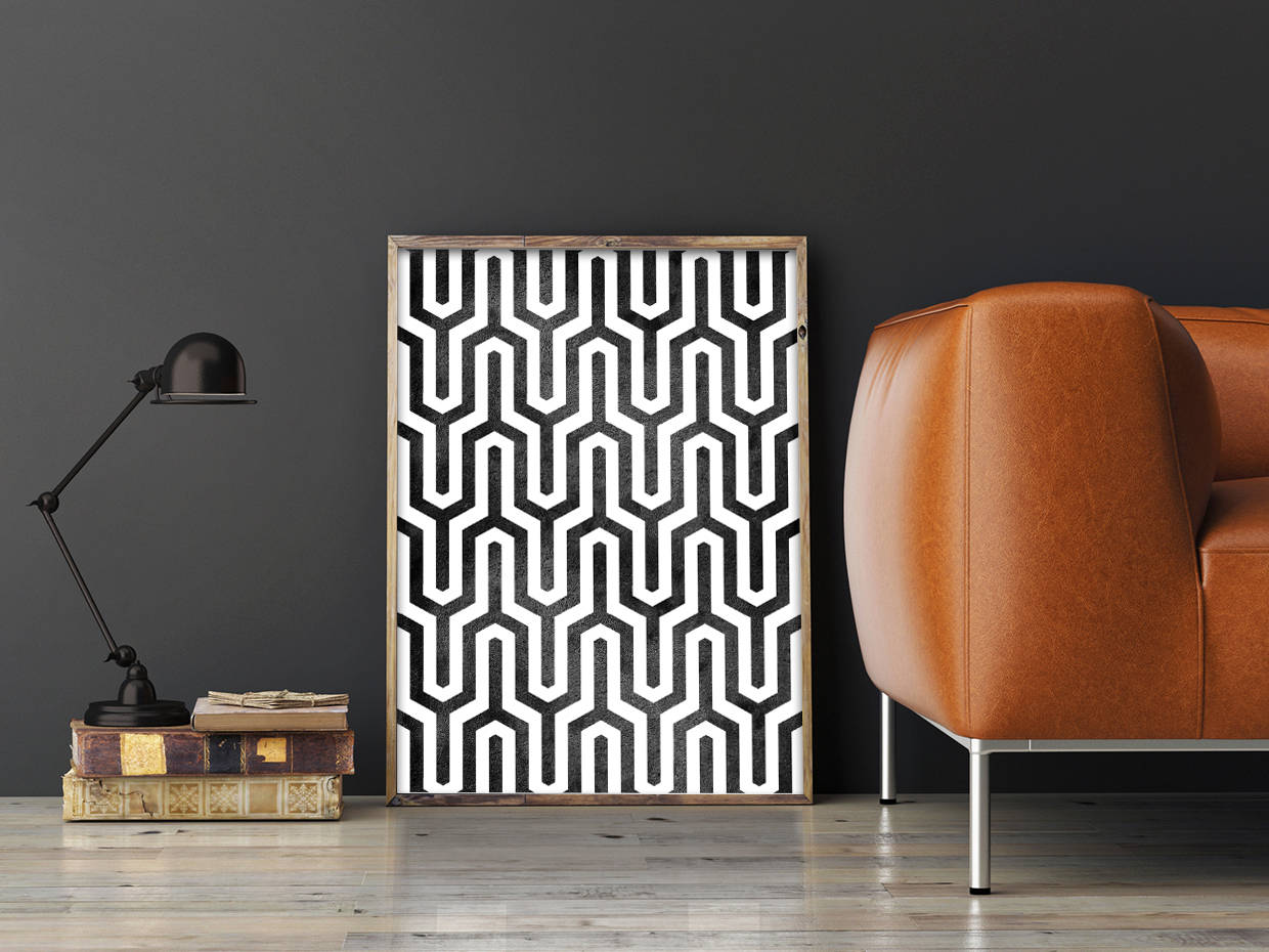 Black and White Geometric Prints Large Print Poster Room Wall Art Decor