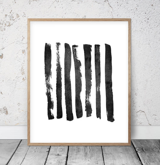 Abstract Print, Black Paint Strokes Art, Modern Art Room Wall Art Decor