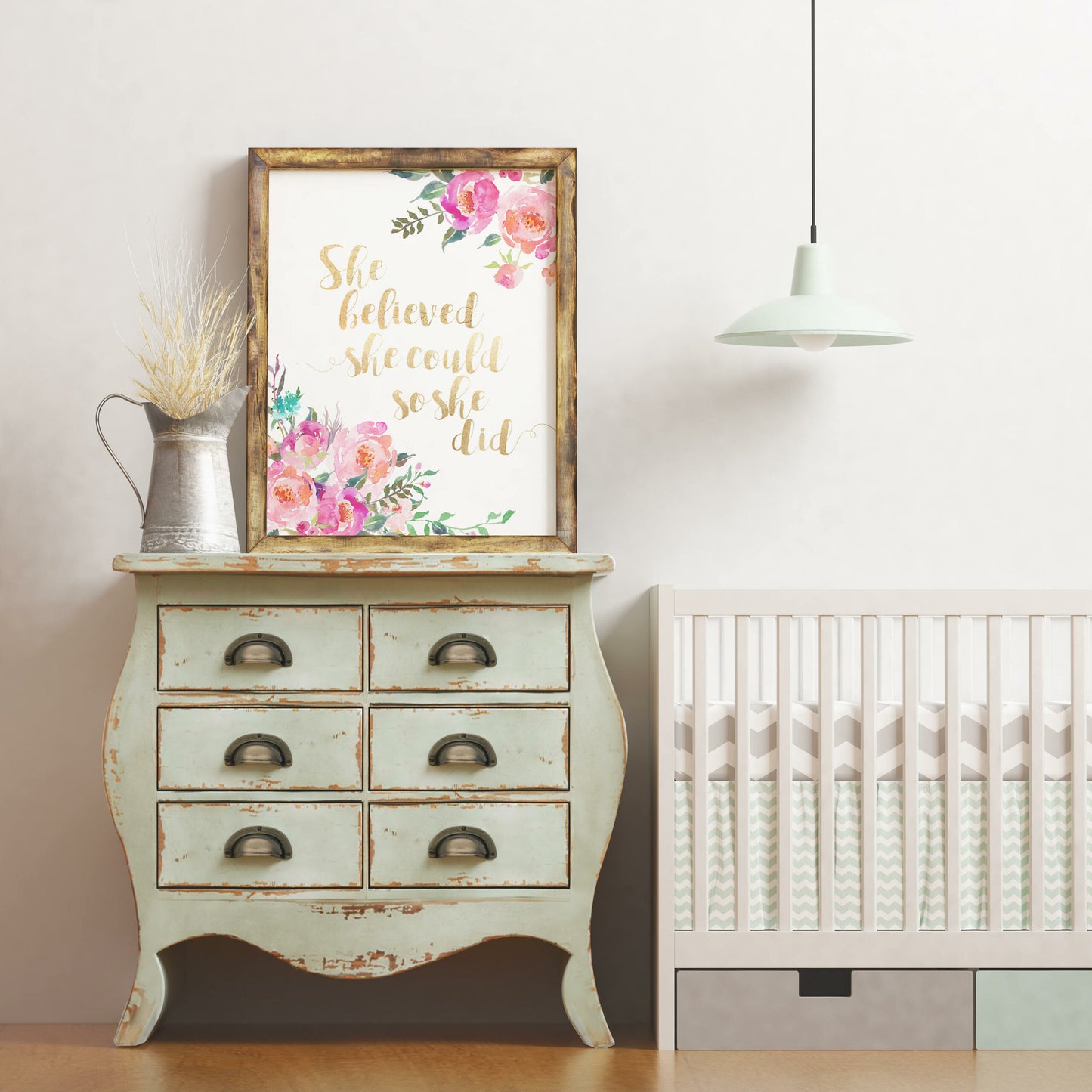 She Believed She Could So She Did Print, Printable Wall Art,Girls Room Decor