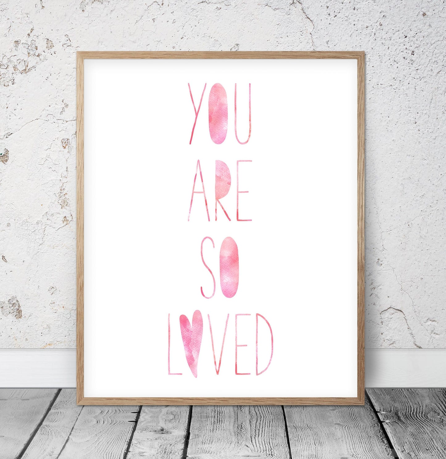 Pink Watercolor Nursery Decor You Are So Loved, Baby Gift, Nursery Prints Art