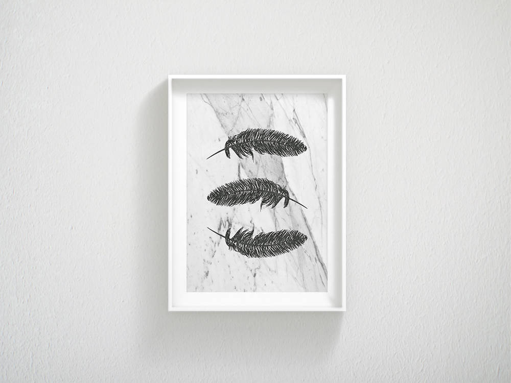 Black Feathers, Feather Print, Feather Printable Art, Room Wall Art Decor