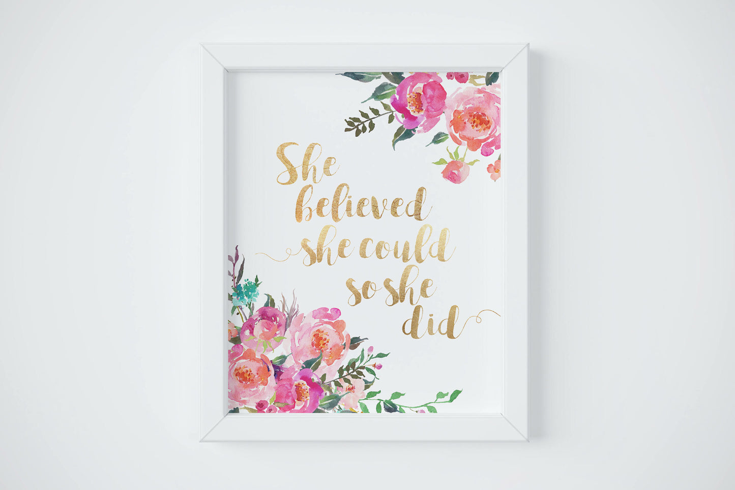 She Believed She Could So She Did Print, Printable Wall Art,Girls Room Decor