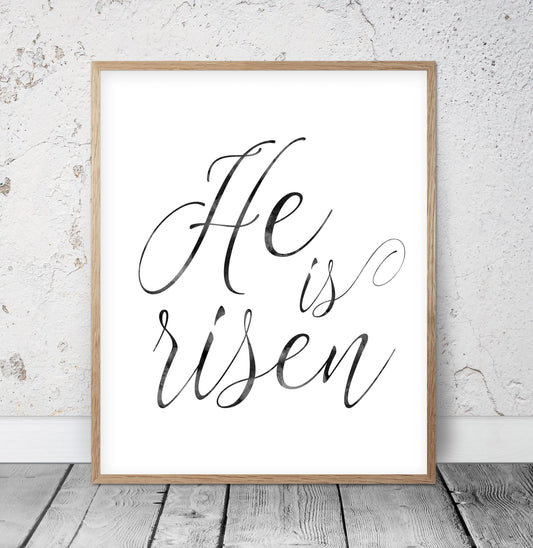 He is Risen Sign, Easter Art Print, He is Risen Print, Bible Verse Wall Art, Bible Quotes Prints