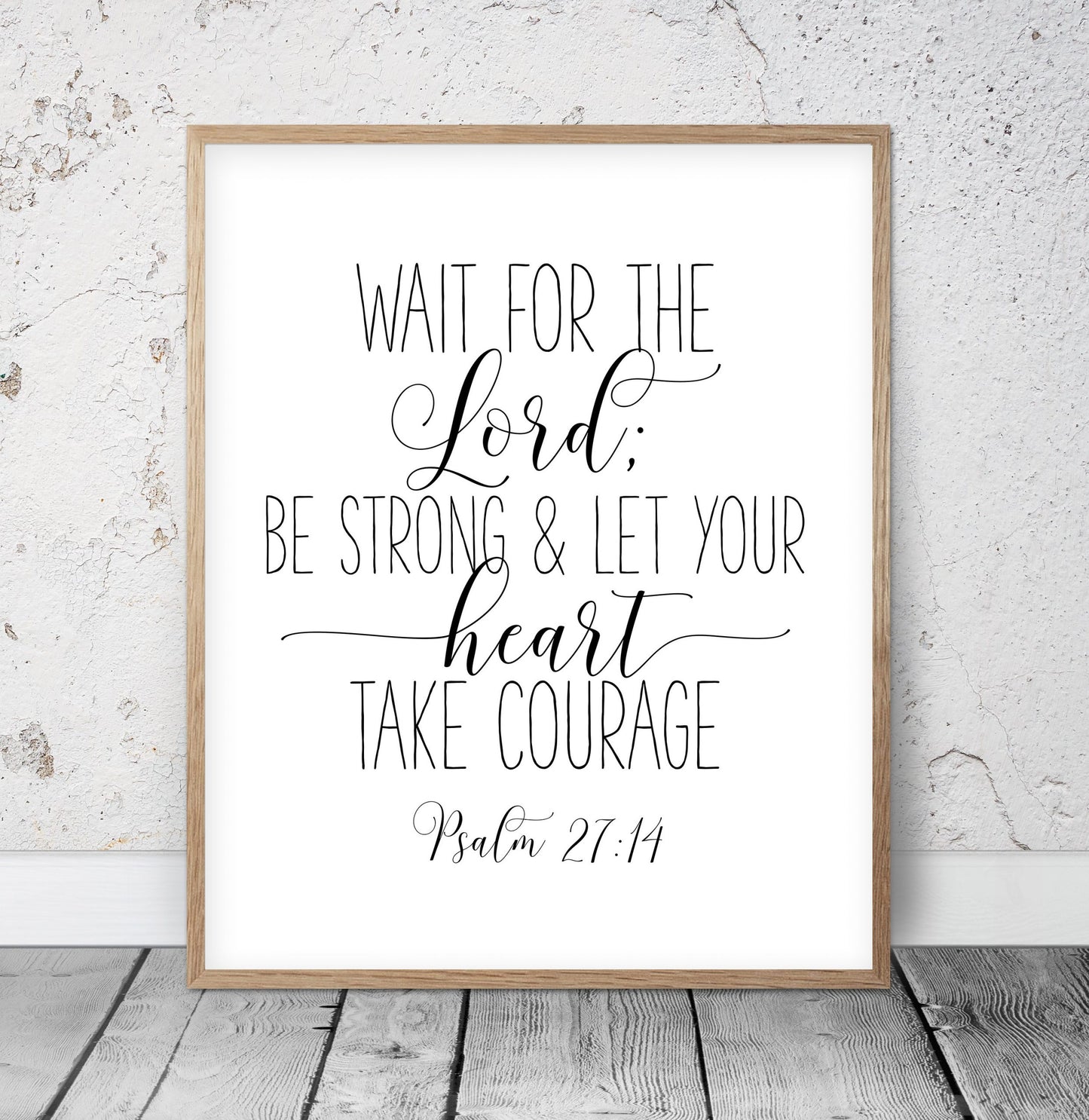 Christian Bible Scripture Wait for the Lord Psalm 27:14, Religious Gifts, Inspirational Wall Art