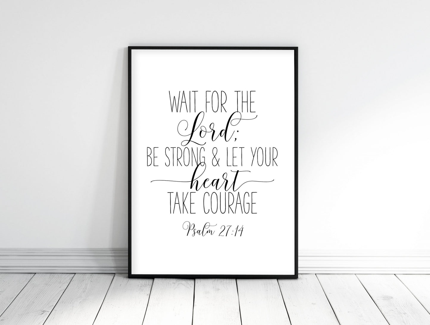 Christian Bible Scripture Wait for the Lord Psalm 27:14, Religious Gifts, Inspirational Wall Art