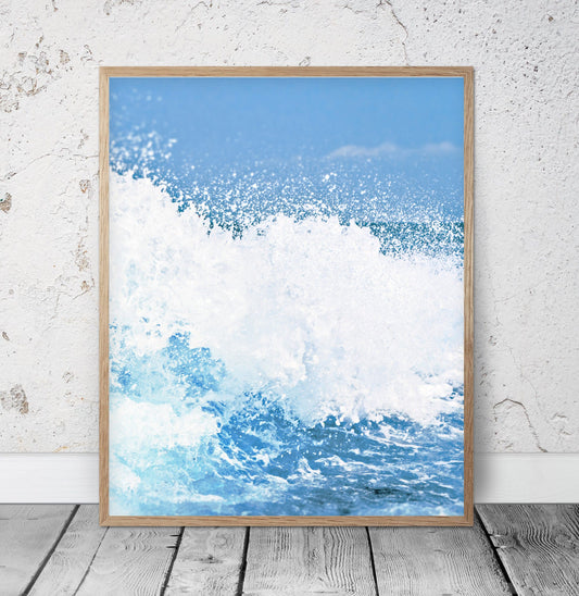 Coastal Art Print, Blue Aqua, Ocean Waves Art, Beach Wall Art, Home Decor Print