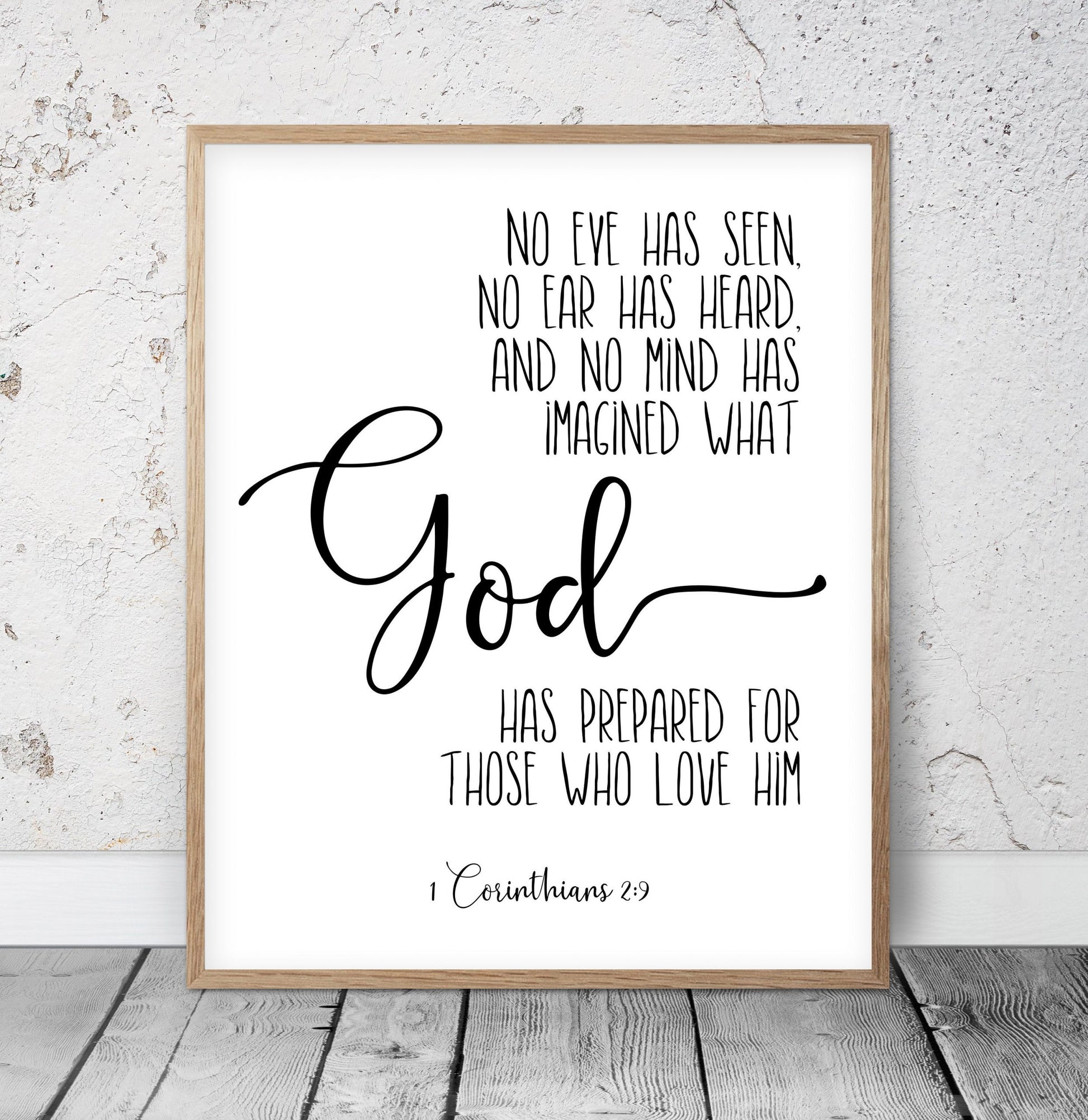 Bible Verse printable, 1 Corinthians 2:9, No Eye Has Seen, Bible Quote, Bible Verse Print Wall Art