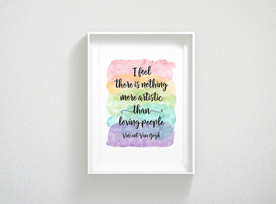 Vincent Van Gogh Quotes, Vincent Van Gogh Print, Rainbow Watercolor Print
