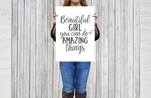 Nursery Printable Beautiful Girl You Can Do Amazing Things, Girl Room Decor