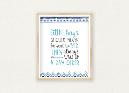 Peter Pan Quote Little Boys Should Never Be Sent to Bed,Bedroom Wall Art Print