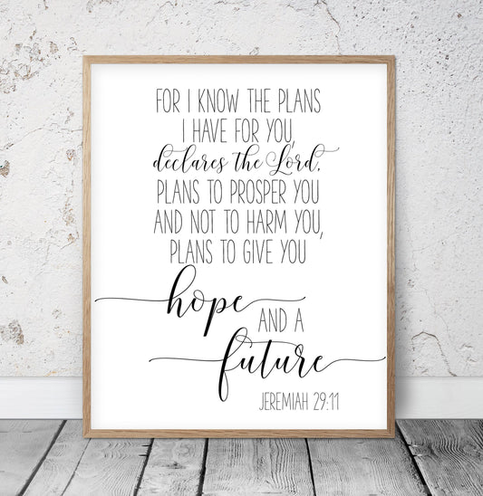 Bible Verse Art For I Know The Plans I Have For You To Give You Hope And a Future