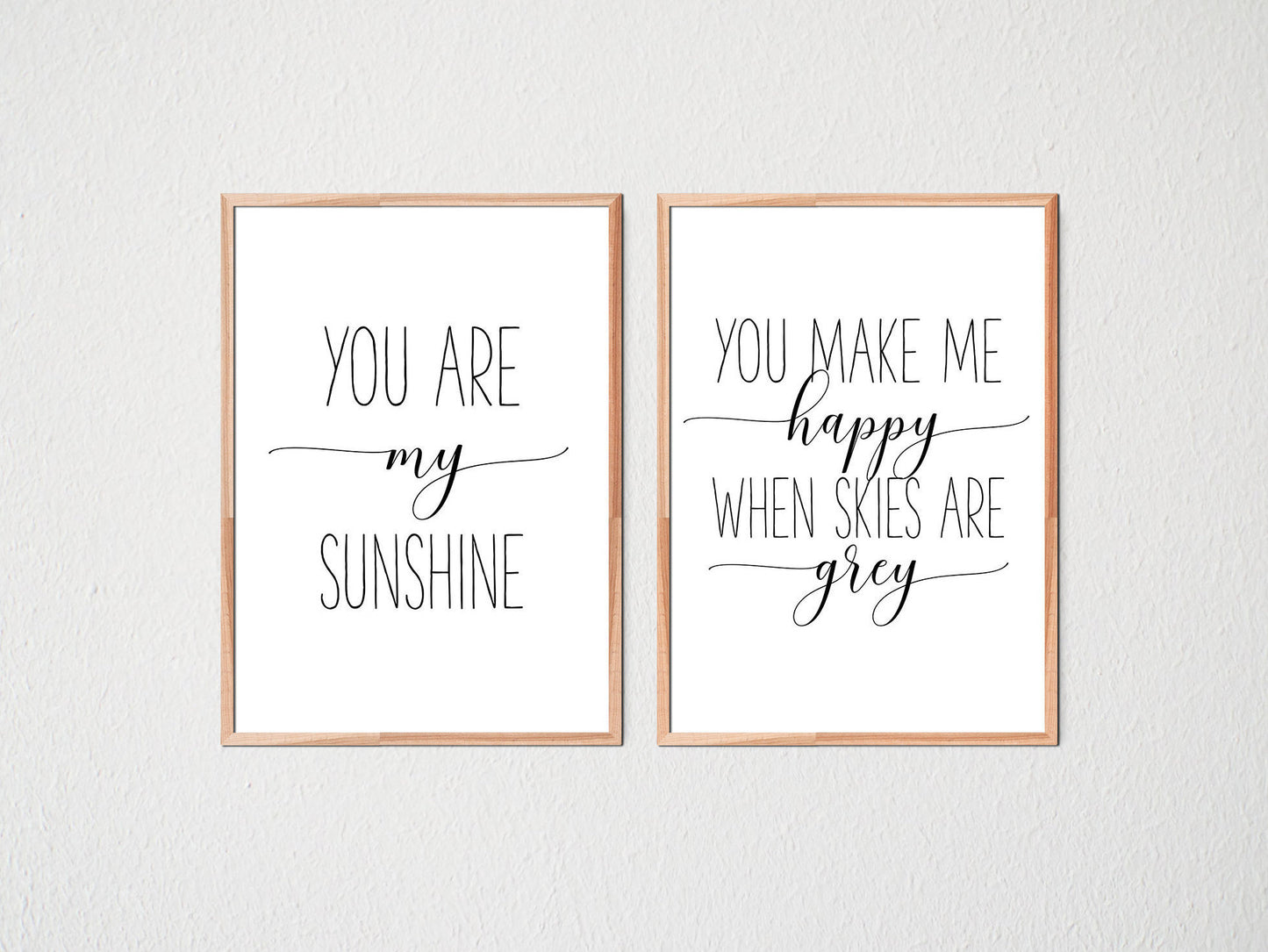 Set of 2, Nursery Prints Set You Are My Sunshine Wall Art, You Make Me Happy Print Art