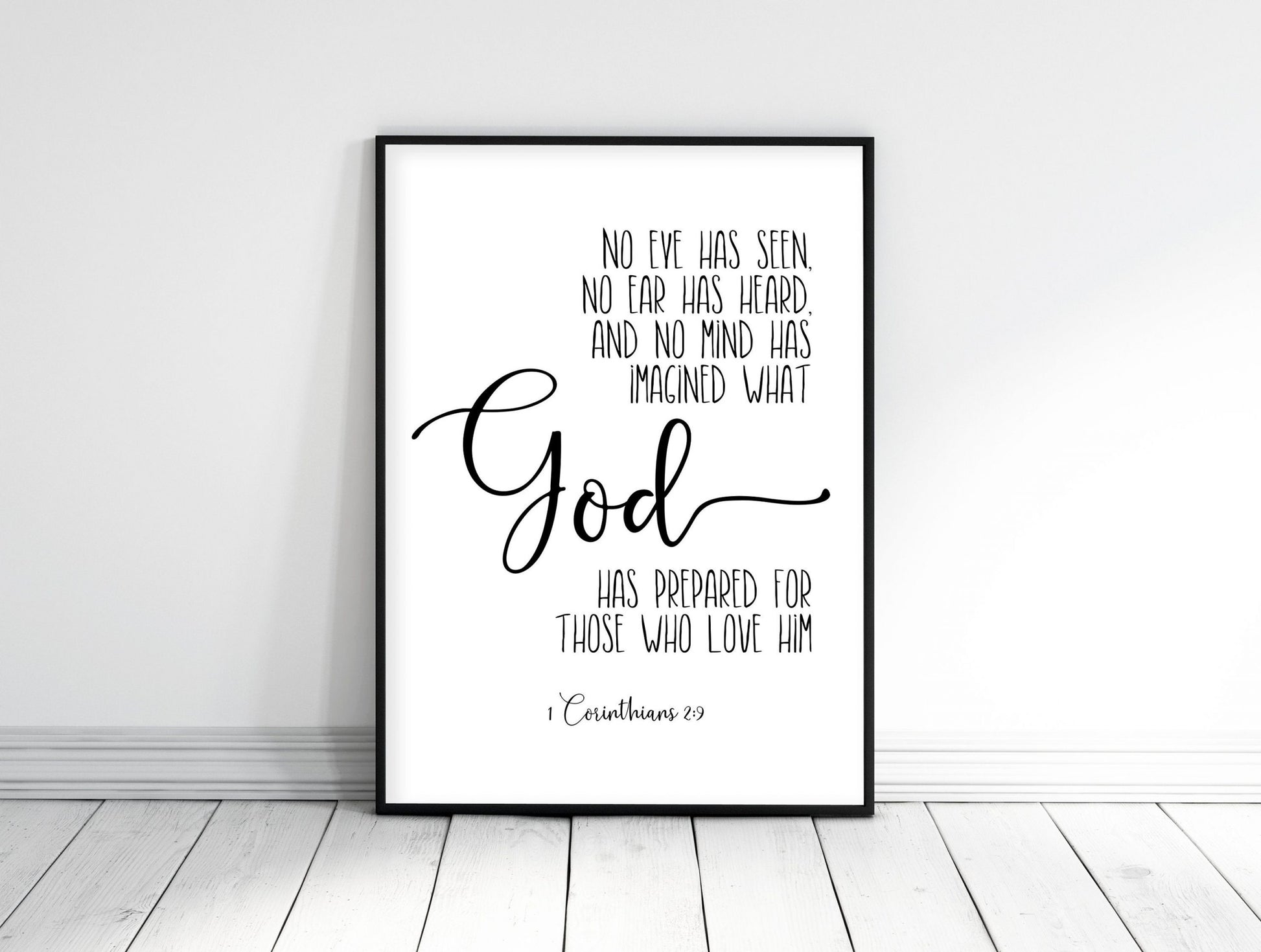 Bible Verse printable, 1 Corinthians 2:9, No Eye Has Seen, Bible Quote, Bible Verse Print Wall Art