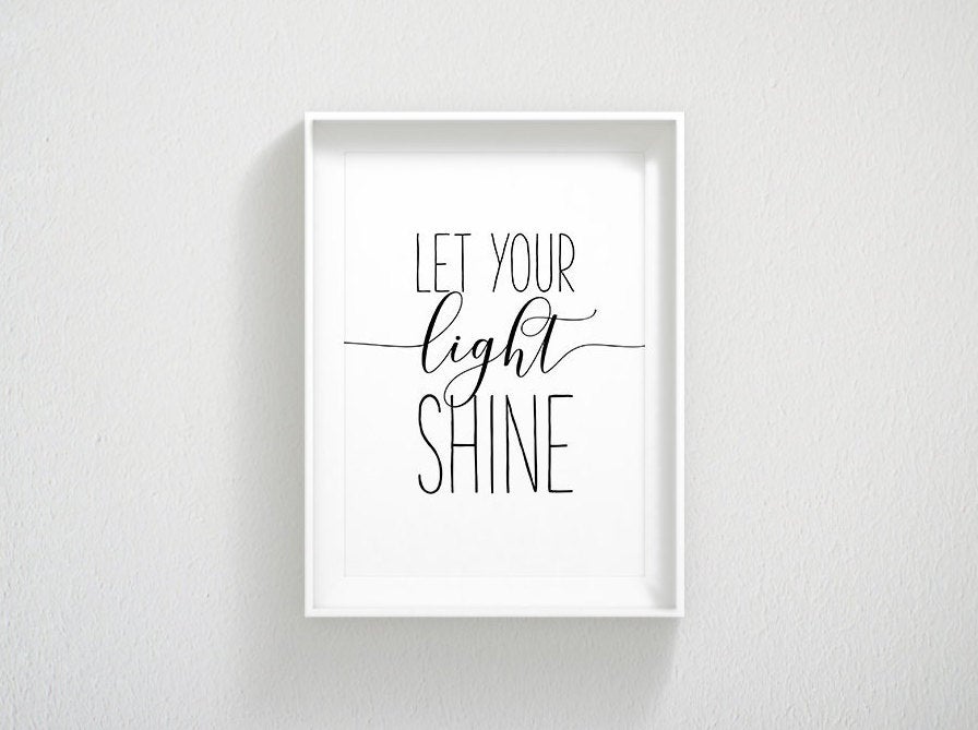 Let Your Light Shine, Christian Decor, Bible Verse Print, Printable Scripture,Room Decor