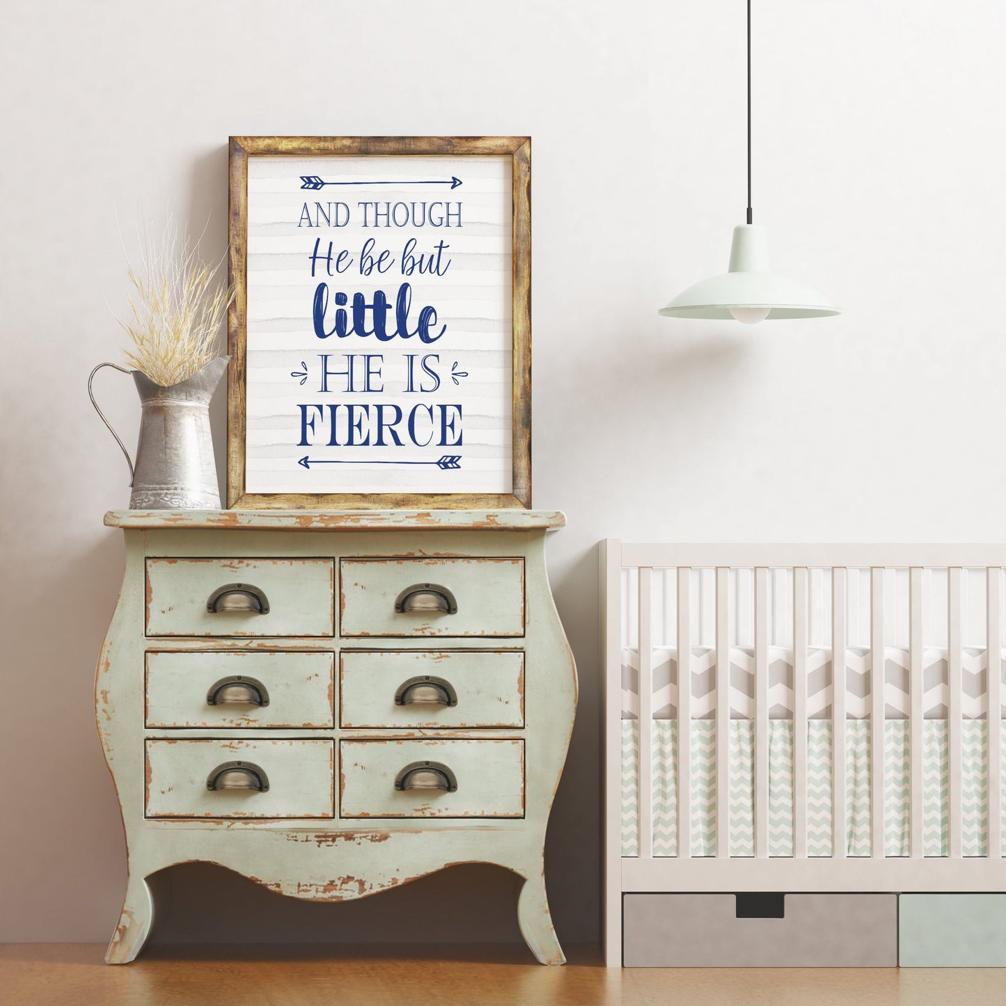 Nursery Art Print And Though He Be But Little He Is Fierce, Boys Nursery Print