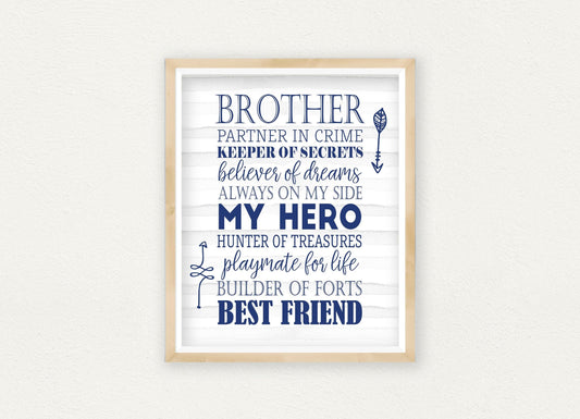 Brother Sign Gift,Boys Room Decor,Brother Quotes,Nursery Wall Art Home Decor