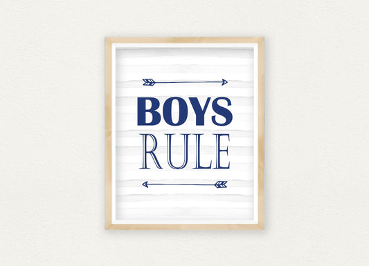 Boys Rule,Boys Room Decor,Boys Nursery Wall Art,Nursery Print Home Decor