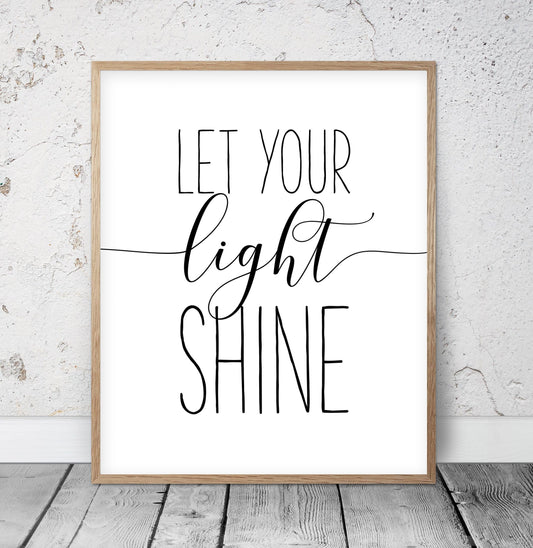Let Your Light Shine, Christian Decor, Bible Verse Print, Printable Scripture,Room Decor