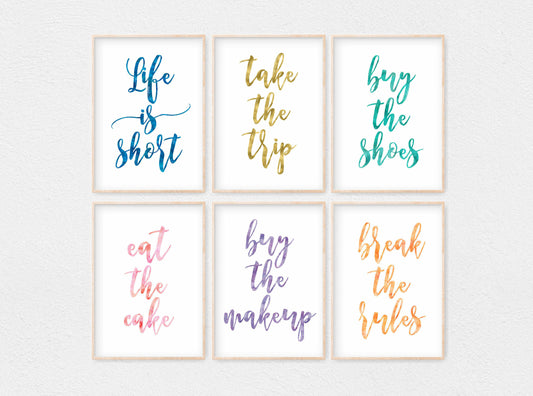 Funny Quotes Life Is Short Buy The Shoes Take The Trip,Printable Wall Decor