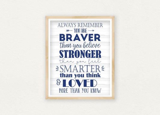 Always Remember You Are Braver,Winnie the Pooh,Nursery Wall Art Home Decor