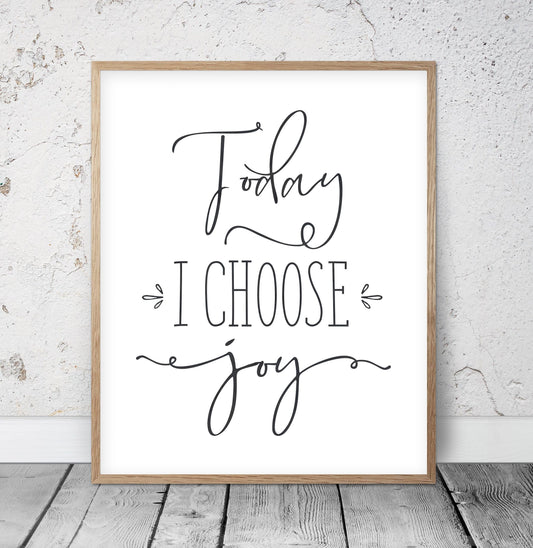 Inspirational Quote Choose Joy Print, Sign Joy Printable, Black Positive Art