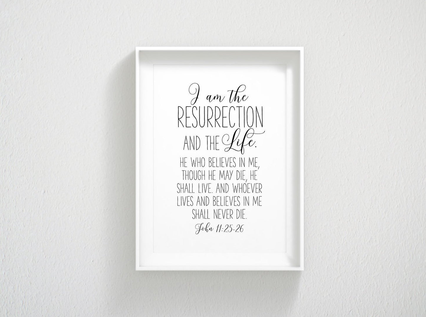 Nursery Bible Verse Prints, Scripture Wall Art, John 11:25, Nursery Decor Kids Wall Art Decor