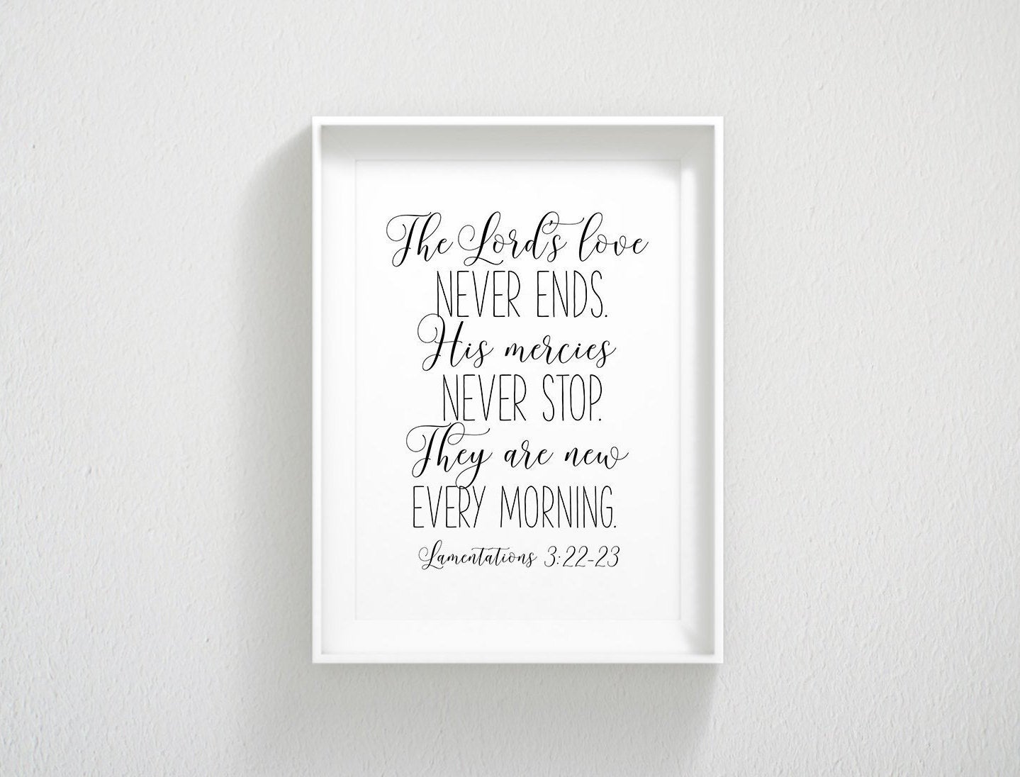 His Mercies Are New Every Morning, Lamentations 3:22-23, Bible Verse Printable Wall Art