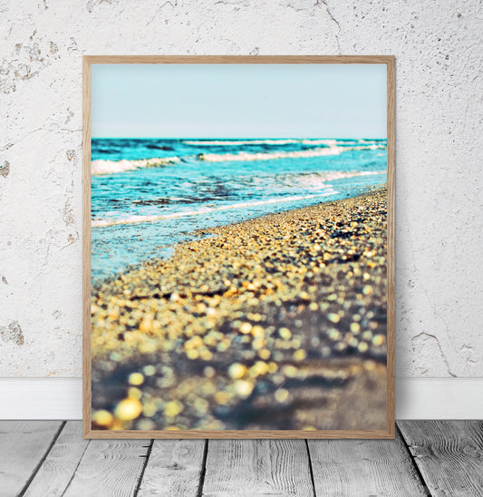 Gold Beach Print Art, Coastal Decor Beach, Ocean Wall Art, Home Decor Print