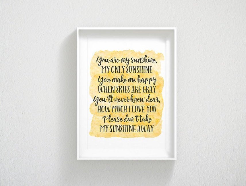 You Are My Sunshine Wall Art,Kids Room Decor,Nursery Print Wall Art,Baby Gift