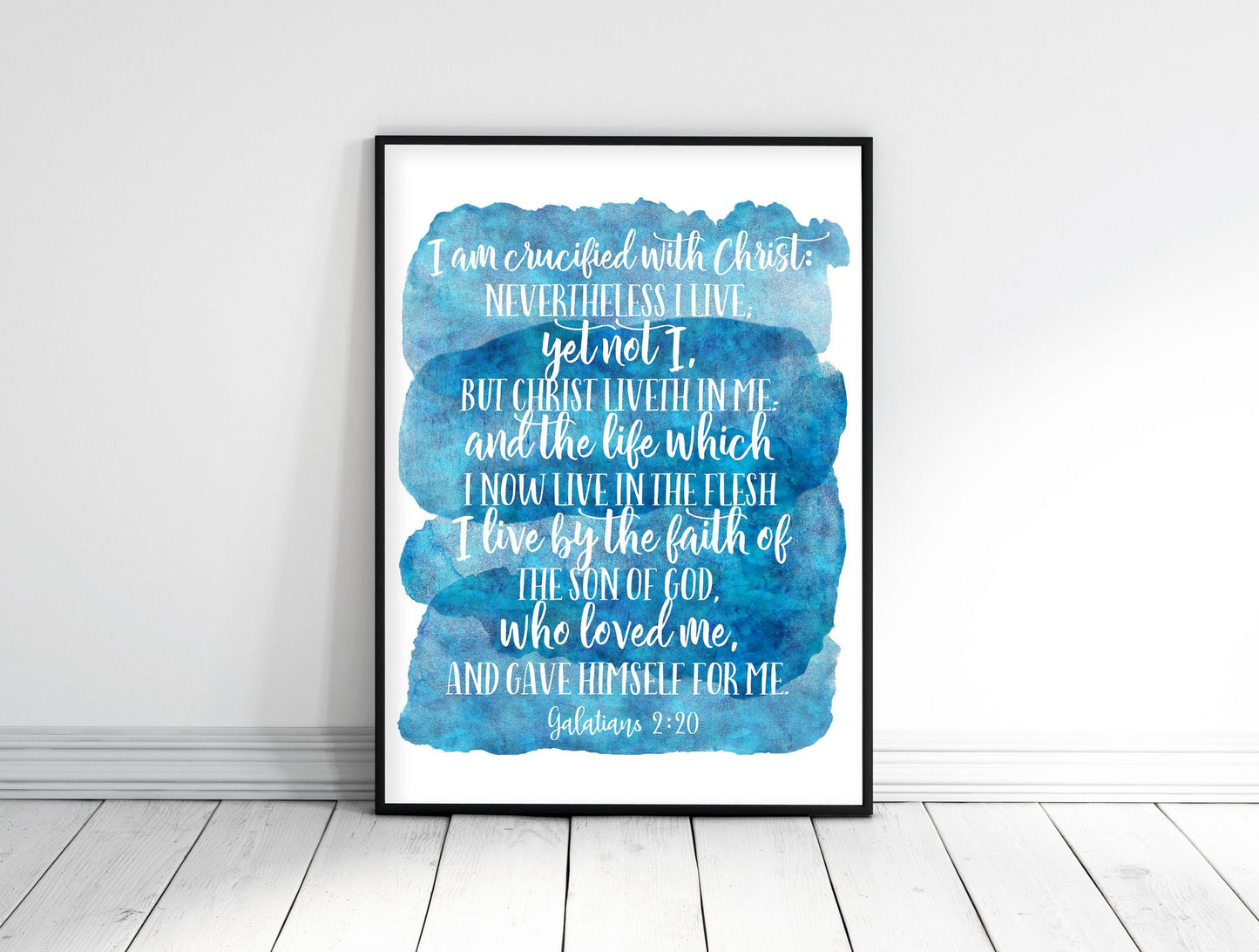Galatians 2:20 I Have Been Crucified With Christ, Watercolor Bible Verse Wall Art