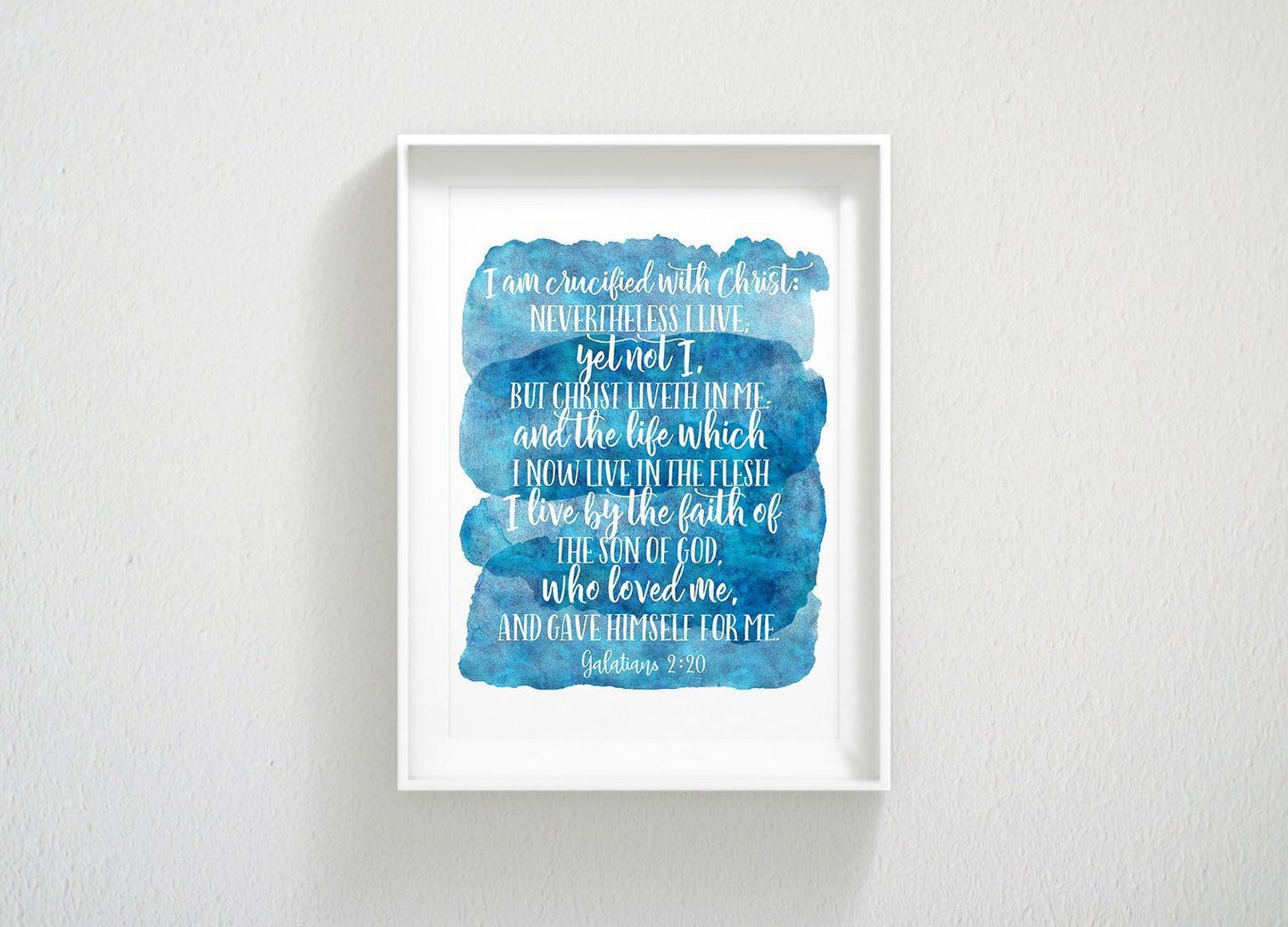 Galatians 2:20 I Have Been Crucified With Christ, Watercolor Bible Verse Wall Art