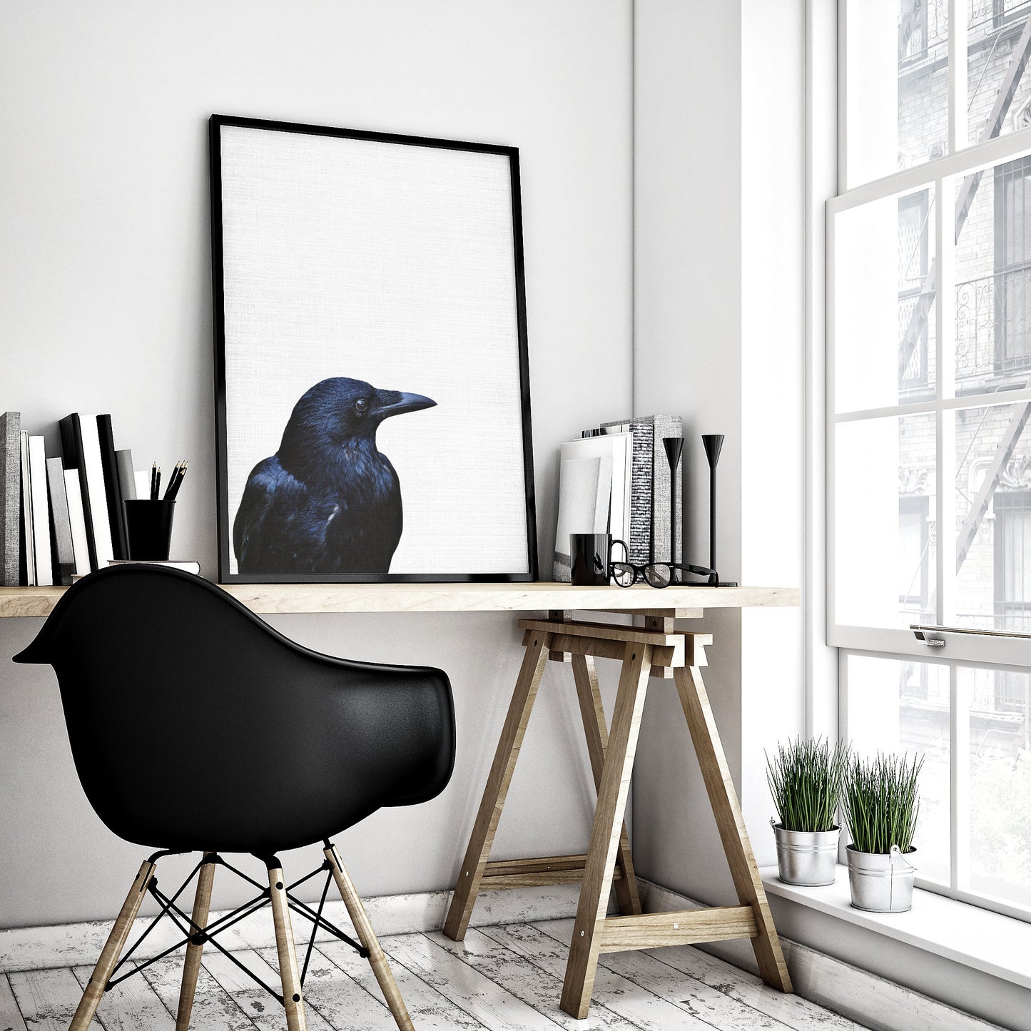 Raven Print, Indigo Printables, Indigo Print Art, Raven Poster, Home Decor Animal