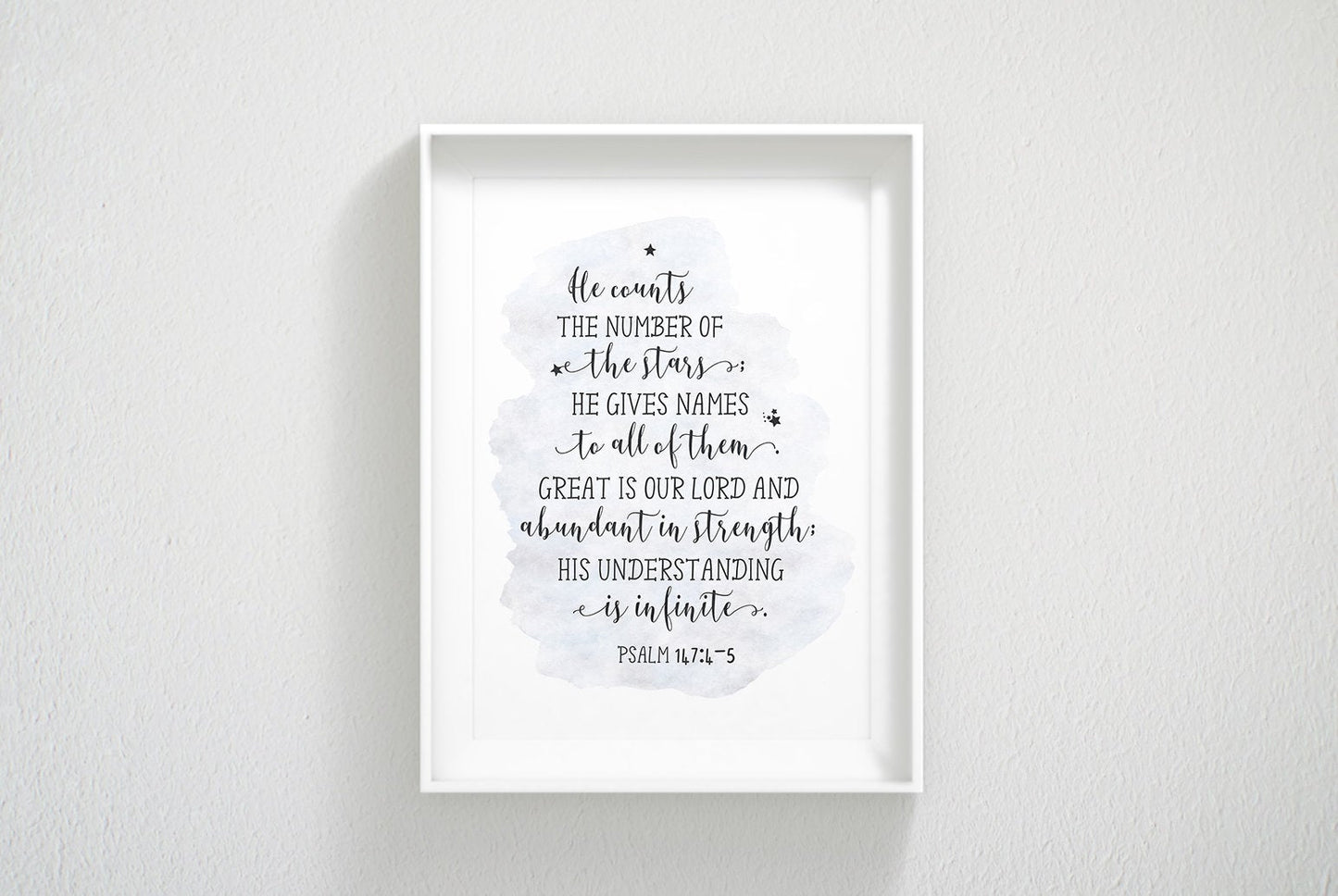 He Counts the Stars, Psalm 147:4, Bible Verse Wall Art, Printable Scripture Art,Nursery Room Prints