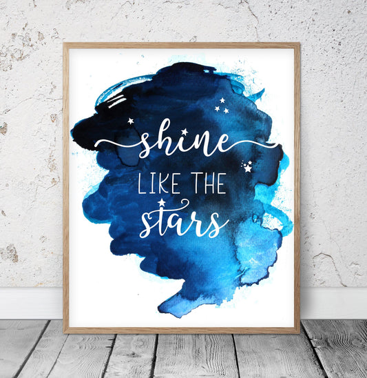 Shine Like The Stars, Nursery Wall Art, Girls Room Decor, Dorm Room Decor