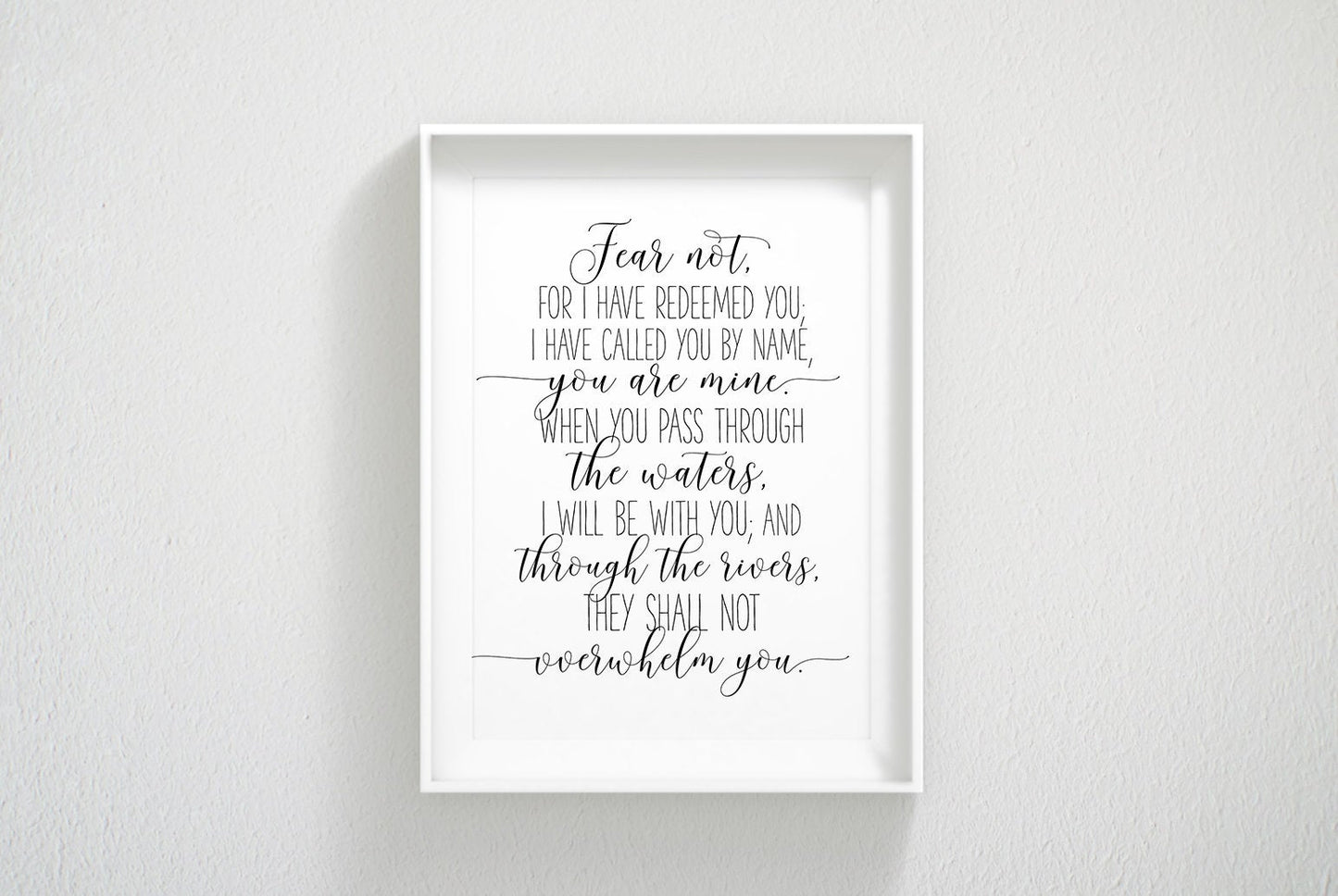 Isaiah 43:1 Fear Not I Have Redeemed You, Nursery Bible Verse Wall Art, Girls Room Decor