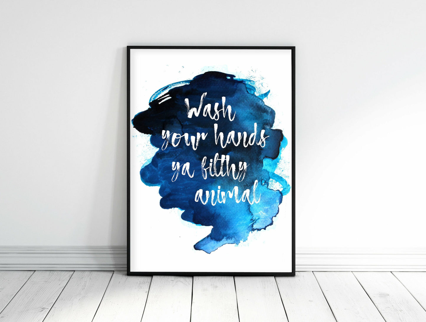 Wash Your Hands Ya Filthy Animal, Funny Bathroom Watercolor Art, Wall Decor
