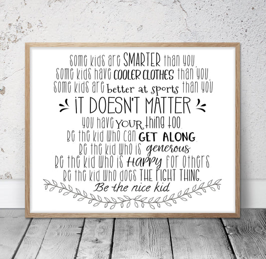 Some Kids Are Smarter Than You,Be The Nice Kid, Children Prints,Nursery Wall Art