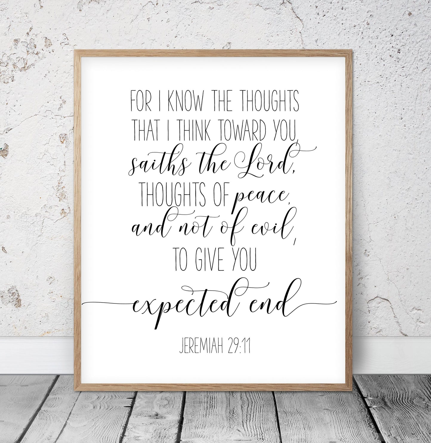 Jeremiah 29 11, For I Know The Thoughts That I Think Toward You,Bible Verse Prints,Nursery Wall Art