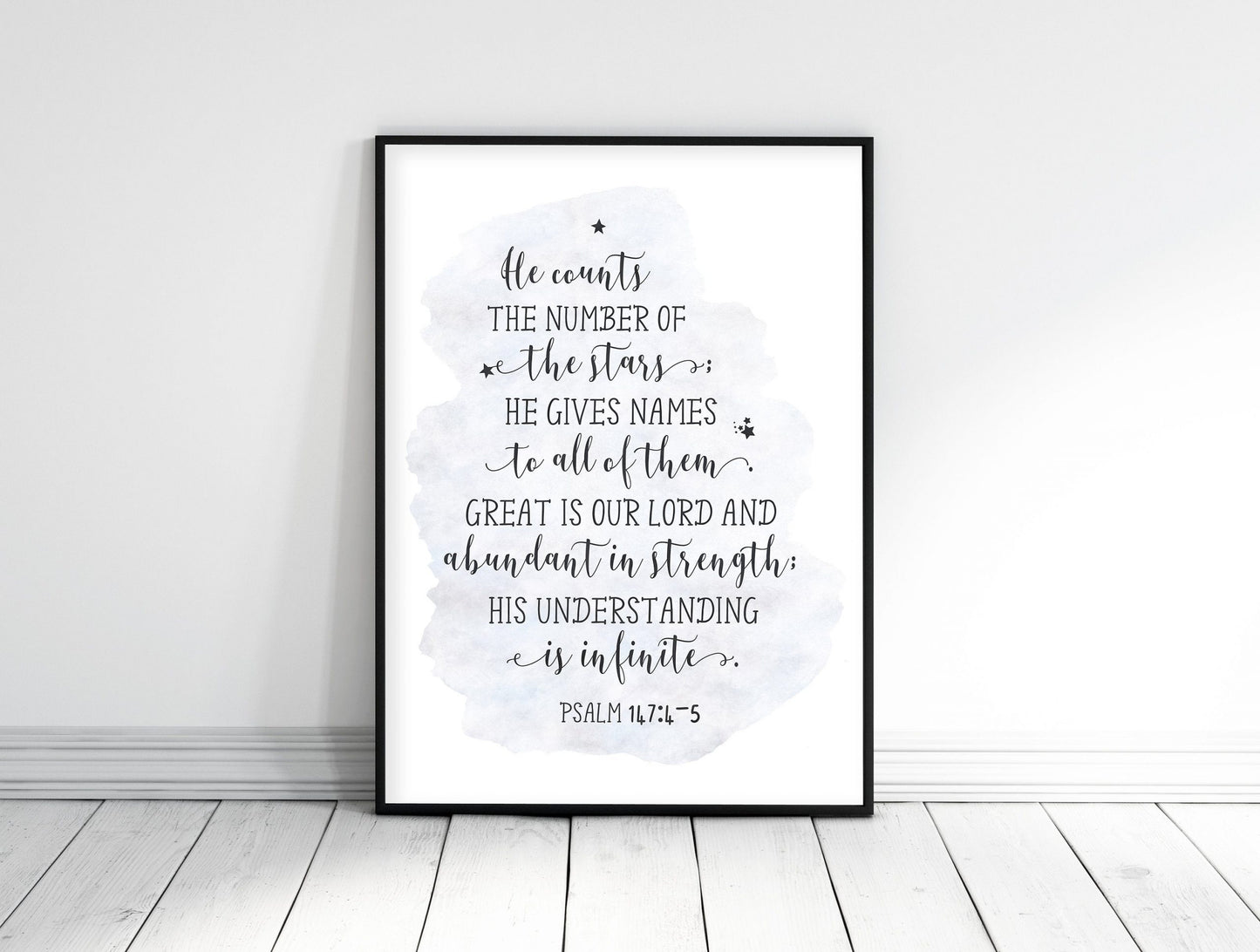 He Counts the Stars, Psalm 147:4, Bible Verse Wall Art, Printable Scripture Art,Nursery Room Prints